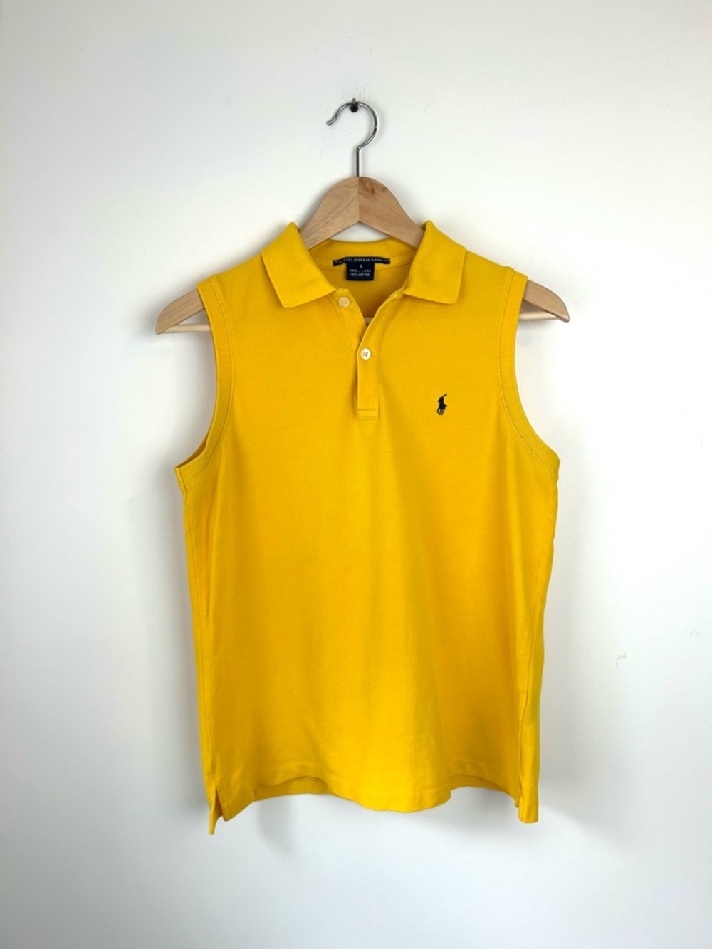 Ralph Lauren Yellow Cotton Sleeveless Polo Shirt